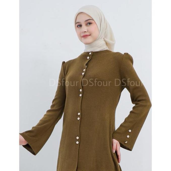 Rania Atasan Tunik Kancing Bunga Rajut Premium / Atasan Rajut -DSfourofficial