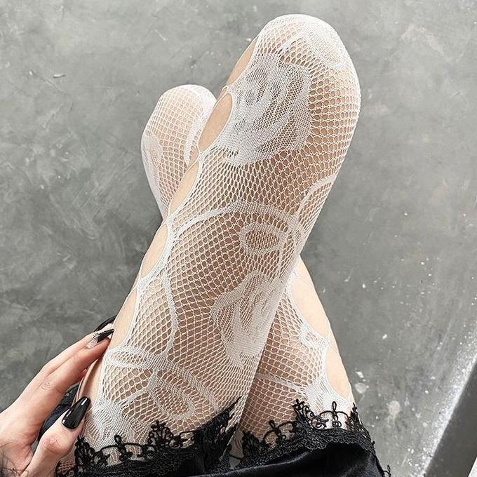 HERBONE Stoking Stocking Wanita Jaring Fish Stocking Renda Modern  Pita Ribbon Stocking Stoking Jari