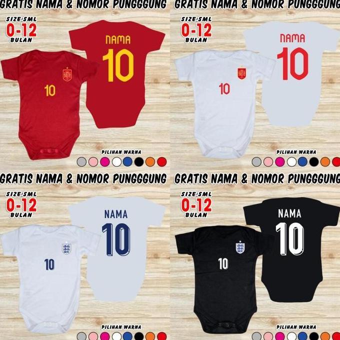 Baju Bola Bayi Jumper Baby Klub Negara Custom Nama Nopung Romper Newborn Piala Dunia eropa Jersey Pr