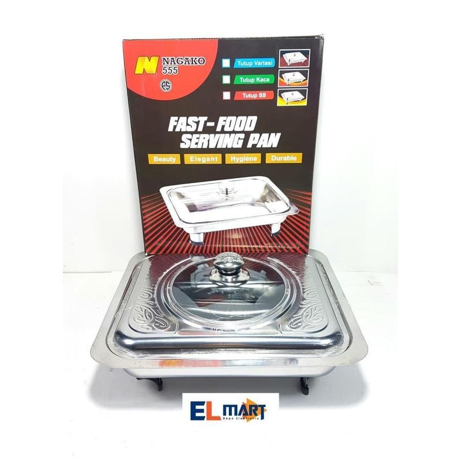 XARIELTA Nagako 555 piring prasmanan persegi tutup kaca /tempat saji prasmanan