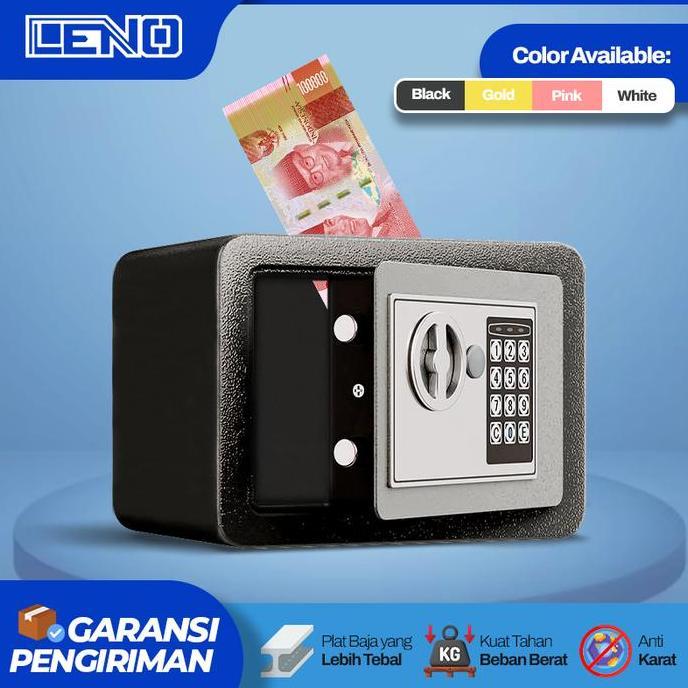 Leno Brankas Mini Besi Digital Sistem Pin Dengan Lapisan Besi Tebal Brankas Uang Pribadi Minimalis E