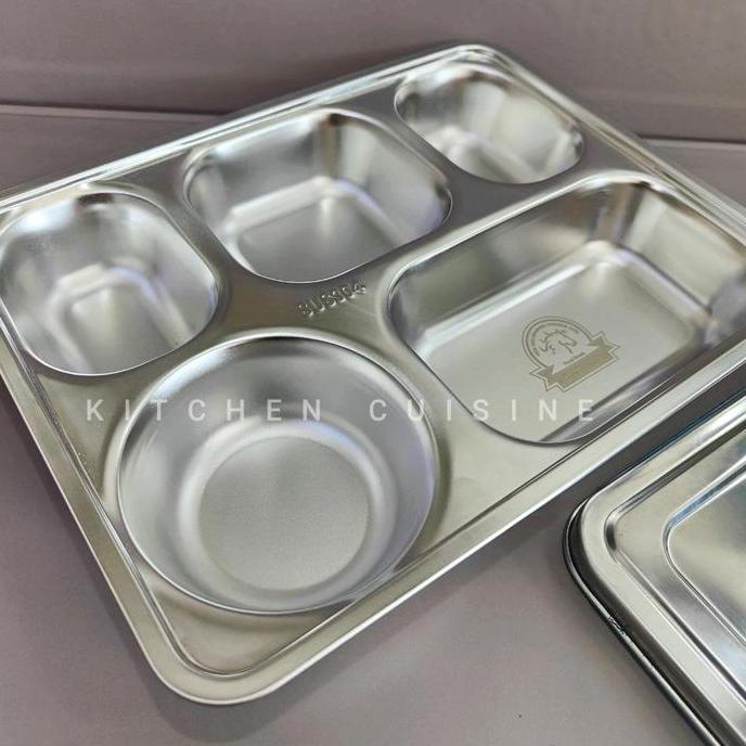 Tray Makan 5 Sekat Stainless Steel 304 / Kotak Makan / Wadah Makanan / Food tray Stainless Steel 304