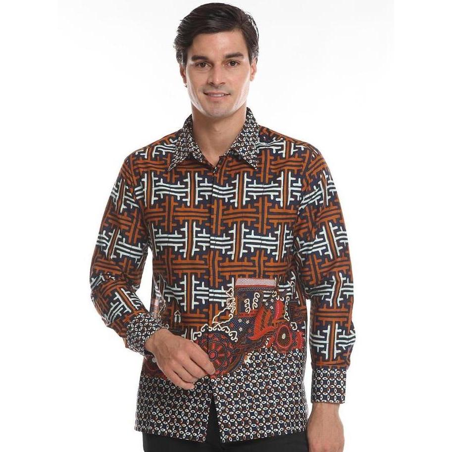 NEW ARJUNA WEDA KEMEJA BATIK PRIA MOTIF KERETA KENCANA - BODY FIT | BAHAN KATUN | KANTONG DEPAN | LE