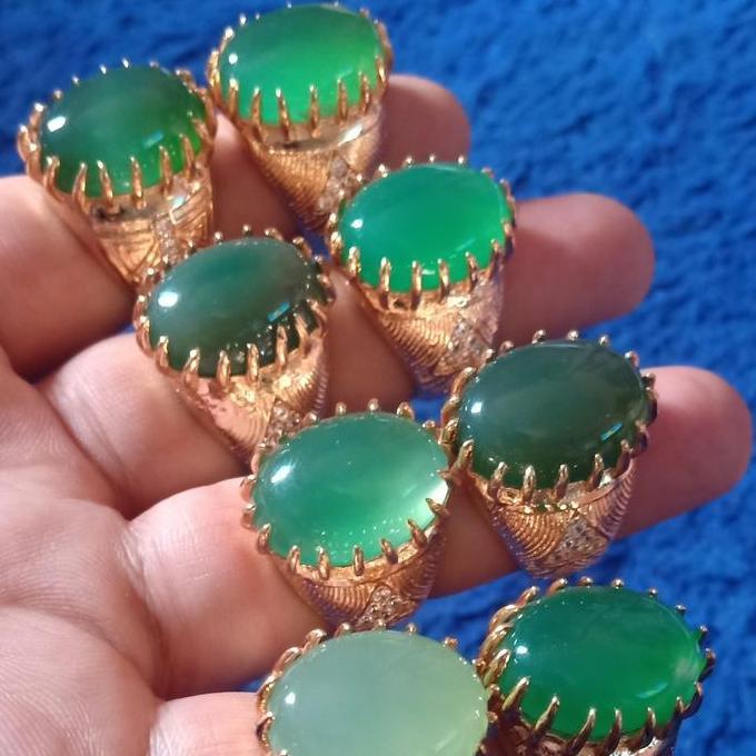 Cincin Batu Akik Chalcedony Green