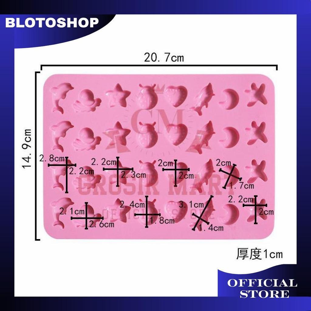 GM Isi 32 Cetakan Puding Kue Coklat Gummy Jelly Permen Yupi Agar Nugget Fondant Silikon Motif Ocean 