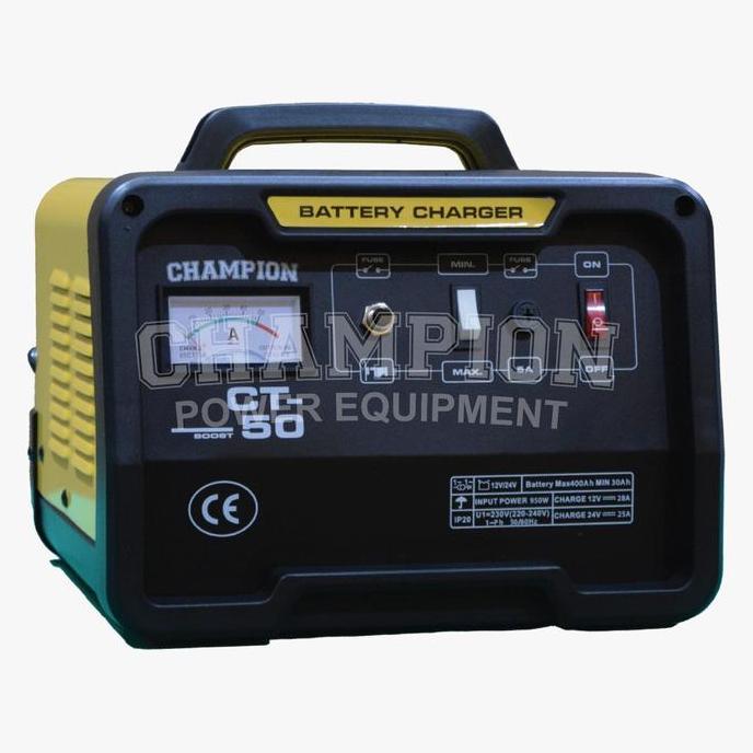 Cas Aki Mobil Motor 50 Ampere 12V Champion CT50 USA Technology / Charger Aki 12V