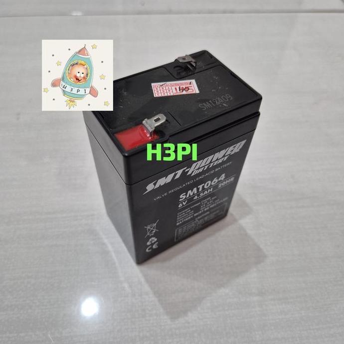 Baterai Aki 6V 4.5Ah 4,5A Accu 6V ORIGINAL SMT POWER Aki Mobil Anak
