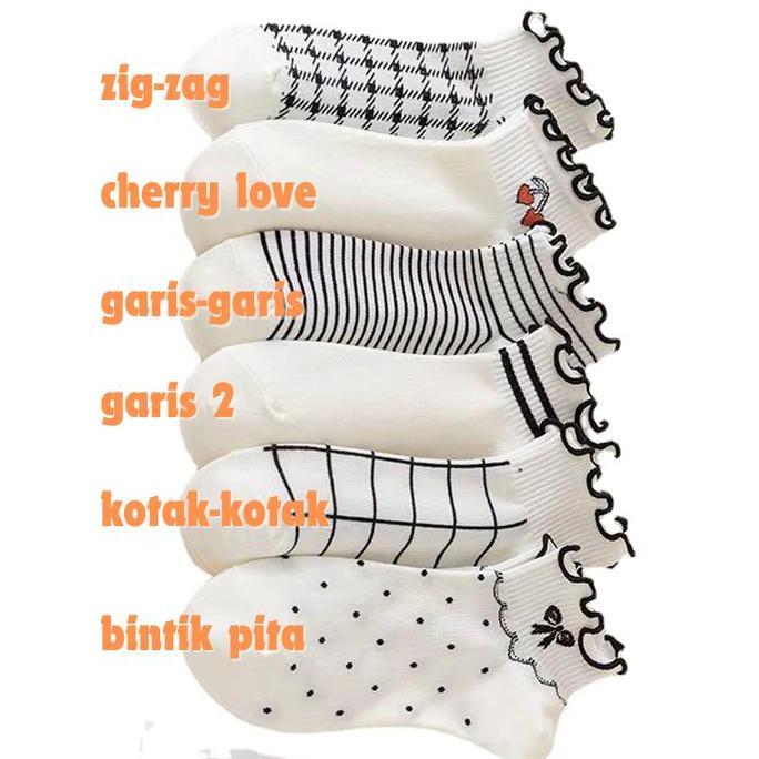 New Kaos Kaki Pendek Wanita motif Kaos Kaki Ruffle Lolita Cute Japanese Korean Socks Katun Renda Pit
