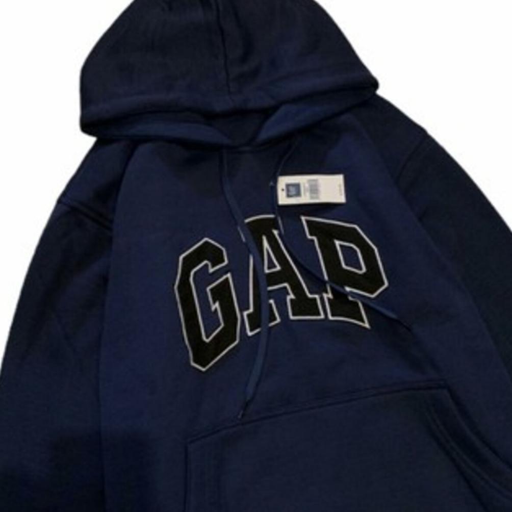100% AMAN Jaket gap - Hoodie GAP Navy Teks Kuning Bordir Uniseks Premium Size M sampai XXL Dewasa