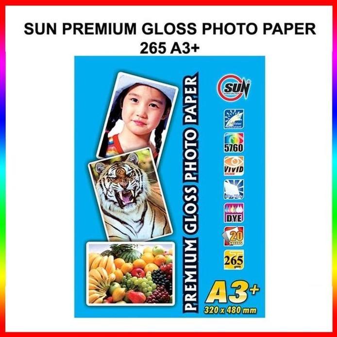 Kertas Foto Glossy A3+ / A3 plus Premium - SUN Premium Gloss Photo Glossy Paper Ketebalan 210, 240, 