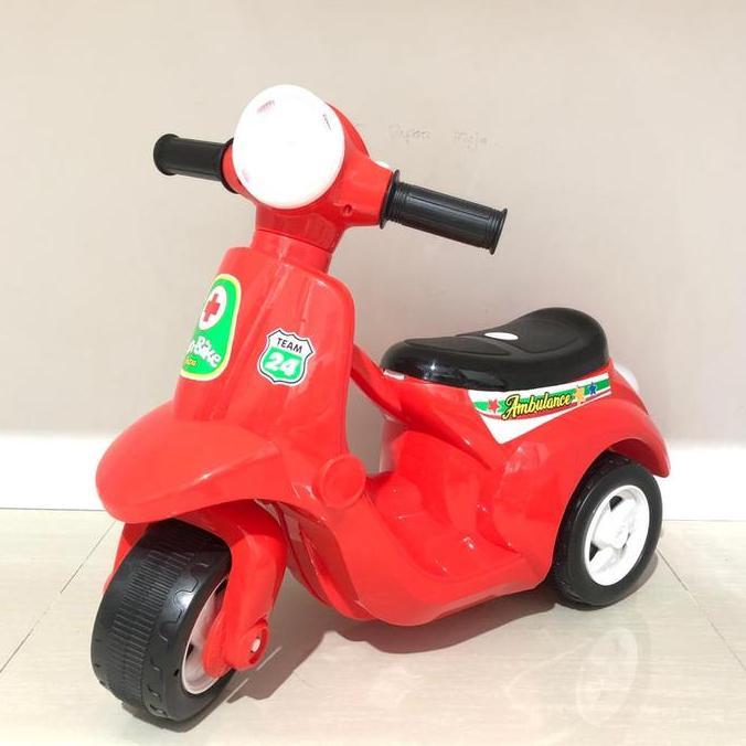 Mainan Anak Ride On Vespa Mini / Fun Bike Sepeda Scooter Roda 3 Musik