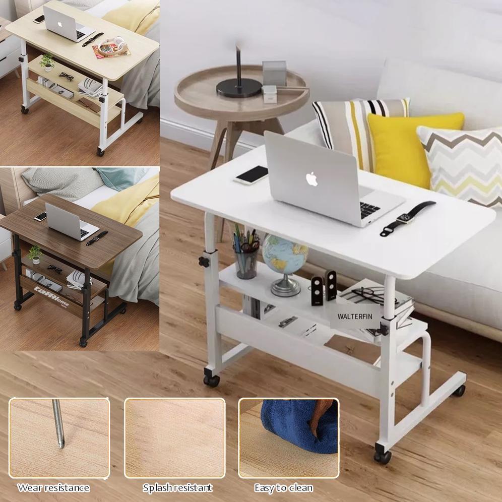 TaffHOME Meja + Rak Buku 60x40cm Adjustable Portable Laptop Desk Tiga Tingkat Portable Adjustable Li