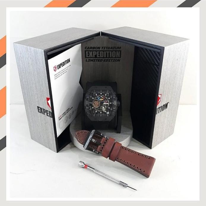 JAM TANGAN PRIA EXPEDITION E6782 E 6782 AUTOMATIC TITANIUM RUBBER BAND