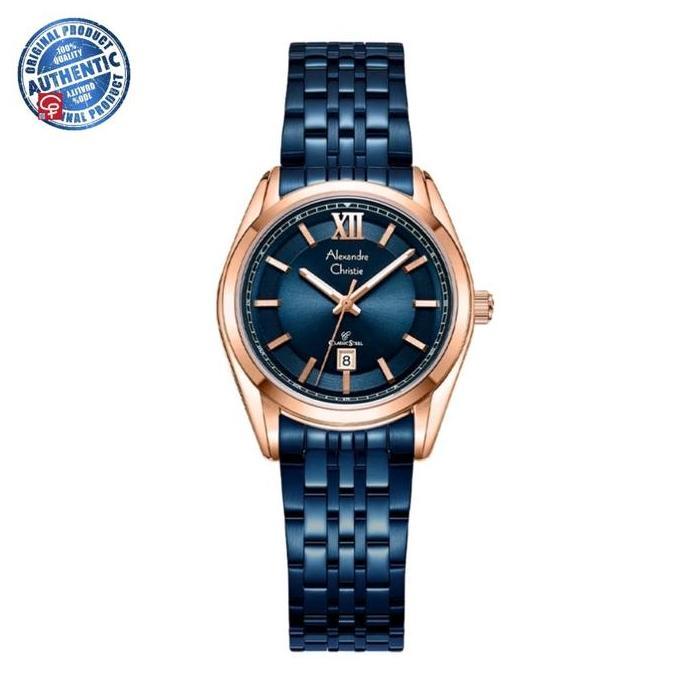 JAM TANGAN WANITA ALEXANDRE CHRISTIE AC8690 AC 8690 LD BLUE ROSEGOLD