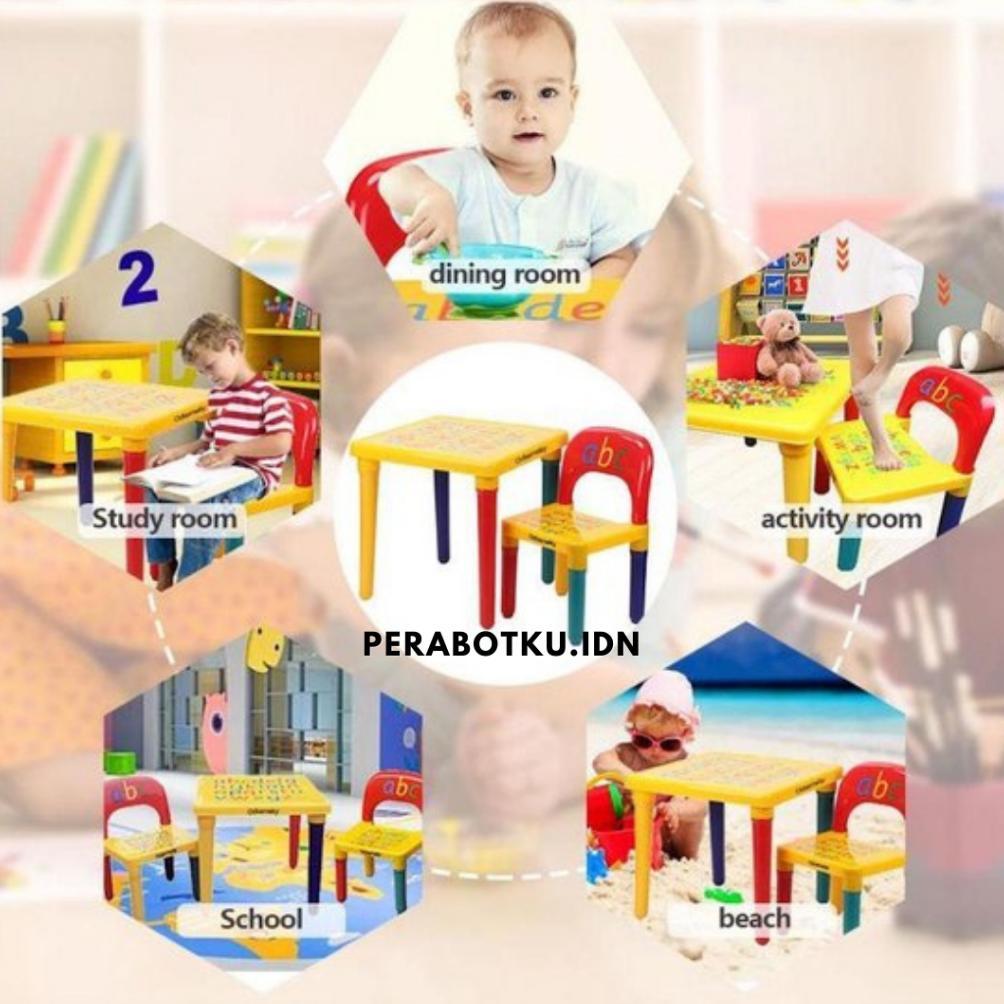 (COD) SET MEJA BELAJAR ANAK MEJA TULIS PLASTIK SET KURSI ANAK KURSI ANAK PLASTIK