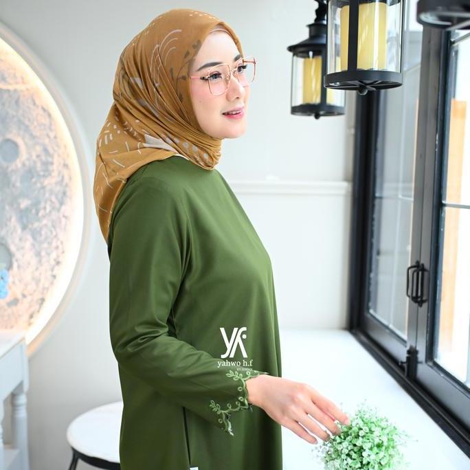 Yahwo Hijab Fashion R059 Set Tunik Kurung Melayu Bordir Rok Span Bahan Toyobo Setelan Wanita Formal 