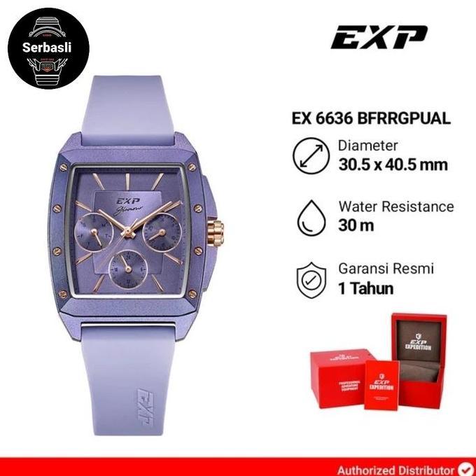 Jam Tangan Wanita Expedition Exp Chronograph EX 6636 BFRRGPUAL Purple Dial Purple Rubber Strap