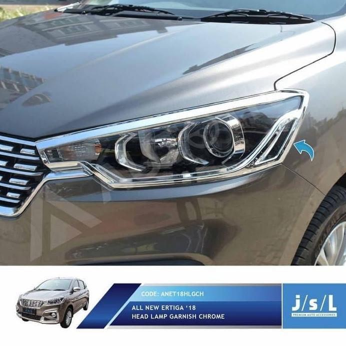 Garnish Headlamp Cover Lampu Depan All New Ertiga 2018 Up Chrome & Hitam Doff Aksesoris Mobil JSL