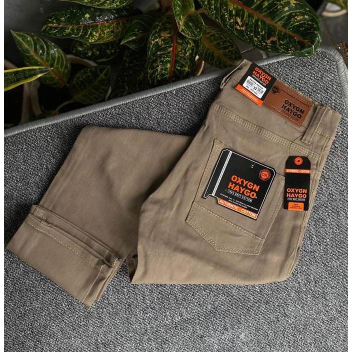 Celana Panjang Oxygen Hago Pria Model Skinny - Celana Baby Canvas Semi Denim Pria Hitam - Jeans