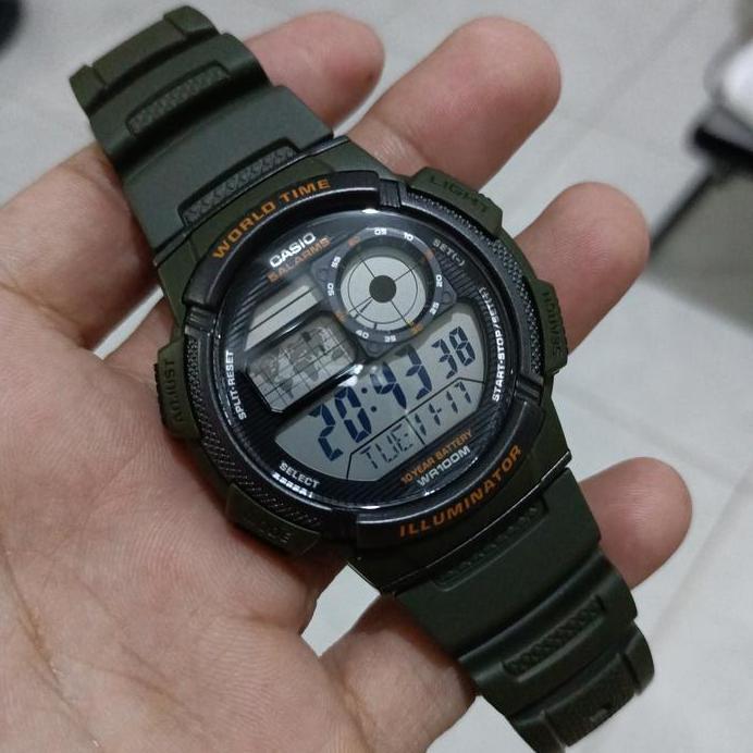 Casio Digital Jam Tangan Pria Hijau AE-1000W-3A Original