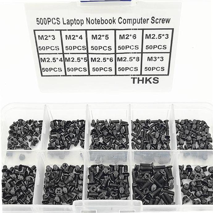 WALMERA Baut Mur Screw Laptop 500pcs Set Asus Lenovo Acer Hp Dell Notebook Laptop Computer Screws Ob