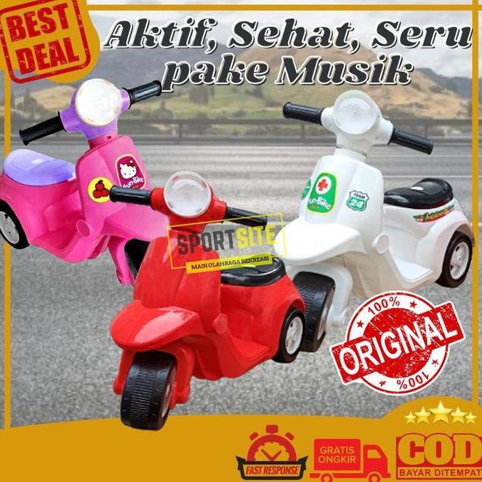 Vespa Fun Bike Mini Mainan Sepeda Motor Anak Scooter Roda Tiga 3 Murah