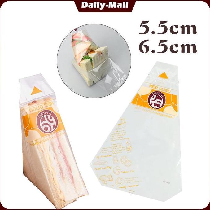 ZASSAT 100 Pcs Kemasan Plastik Sandwich Segitiga / Box Sandwich Segitiga / Plastik Roti Sandwich