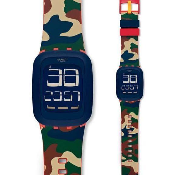 Swatch Digital Jam Tangan Karet Unisex SURR104 Desert Storm Original
