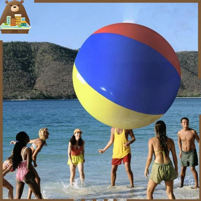 LEONAB Bola Pantai Jumbo Tiup 150cm Giant Beach Ball Warna Bola Pantai Tiup Super Jumbo Bola Pantai