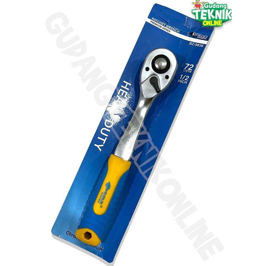 ARTHIONE Gagang Kunci Sok 1/2" BENZ BZ9836 72T  Rachet Handle Wrench Shock 1/2 Inch Gagang Kunci Sok