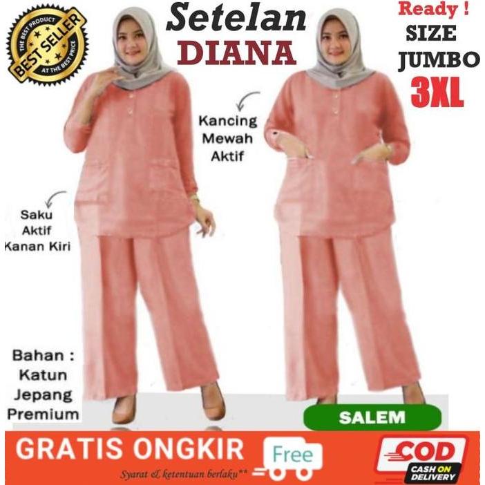 New SETELAN DIANA PREMIUM BIG SIZE JUMBO| Pakaian muslim Gamis Baju dan Celana Wanita Terbaru, Terki