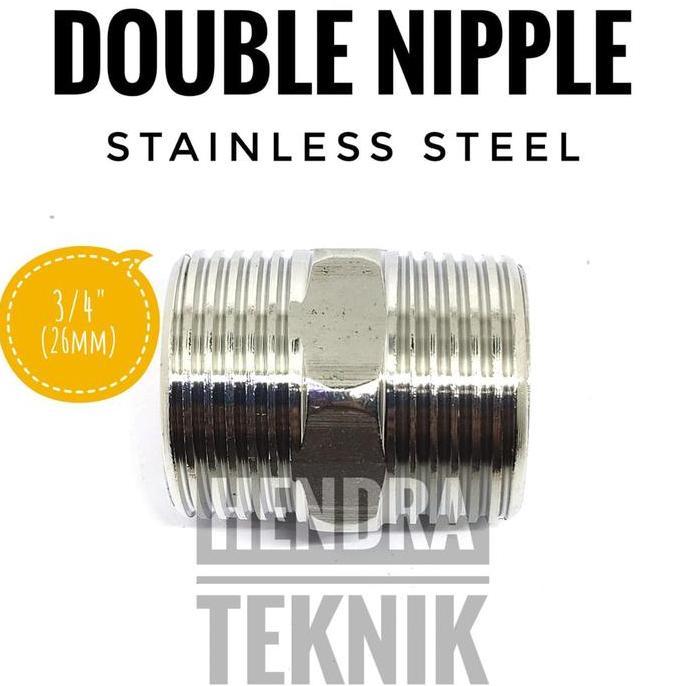 ZORRA8 DOUBLE NIPPLE DRAT LUAR STAINLESS DOBEL NEPEL 1/2"x1/2" 3/4" X 3/4 IN 0.5x0.5 inch 0.75 X 0.7
