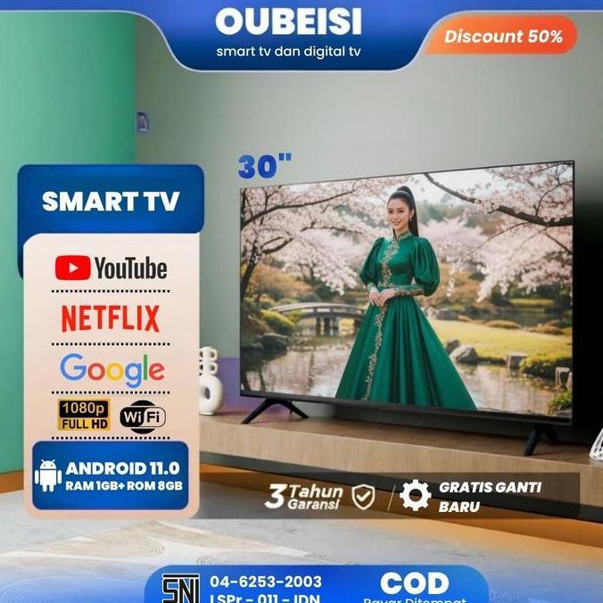 OUBEISI TV LED SMART 24/25/27/30 Inch Full HD Televisi Murah 21 Inch 1680*1050 Resolusi HDMI USB And