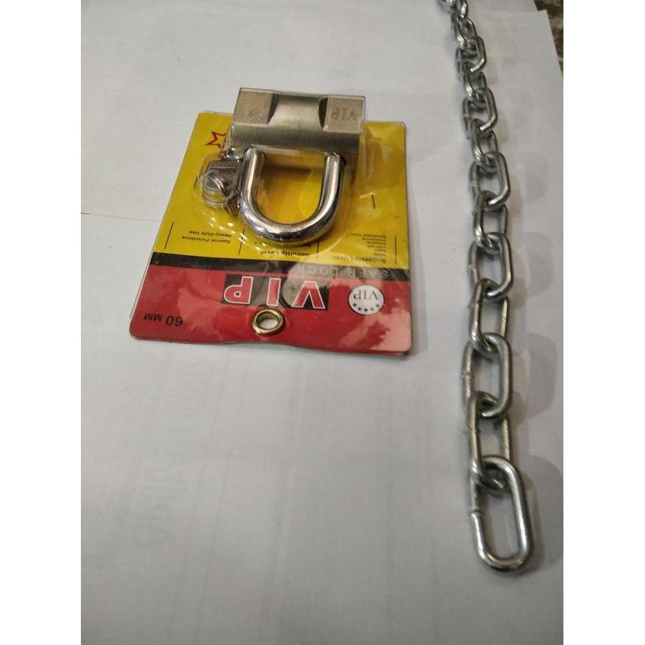 paket tali besi rantai talang 3/16 inch kunci pagar gembok balok 60 mm