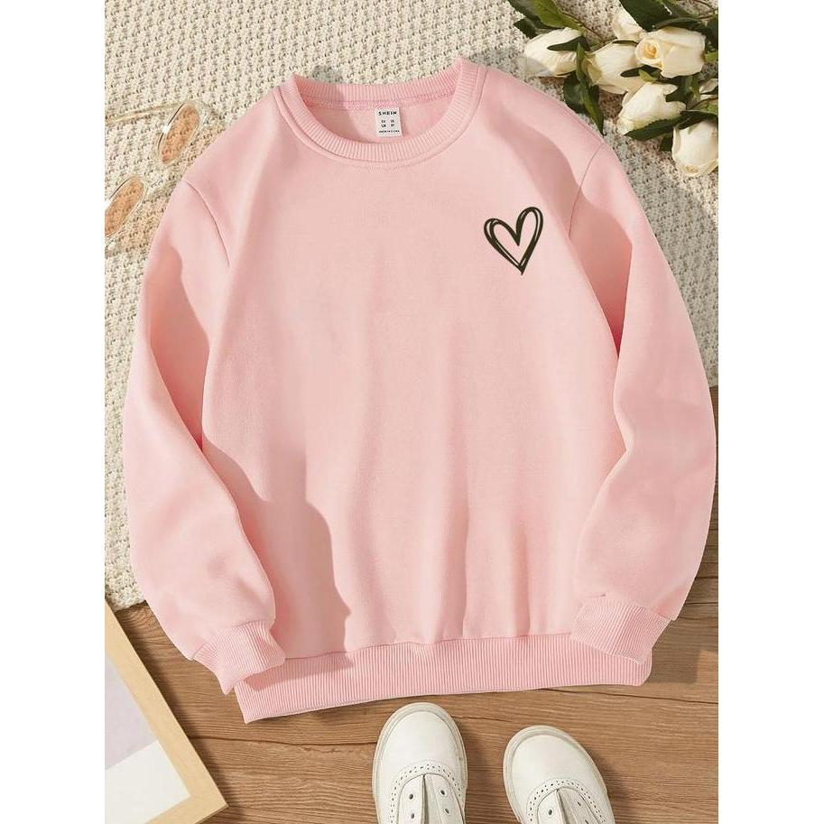 New NEOCLOTH Sweater LOVE Wanita Crewneck Oblonng Basic Remaja Dewasa Cewe flecce Murah  Hitam Coksu