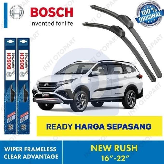 Suku Cadang Mobil Wiper Blade New Rush 2018 Bosch Frameless Advantage 16-22" Original Siap Pakai