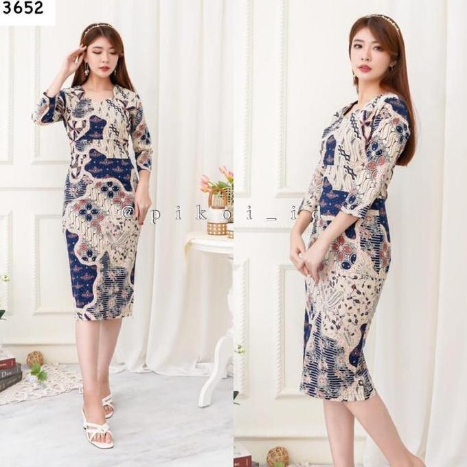 Dress Batik Wanita Modern / Dress span Batik / kantor / pesta / kerja GM
