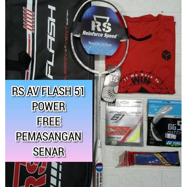 Raket Badminton Rs Av Flash 51 Power Original Free Pemasangan Senar
