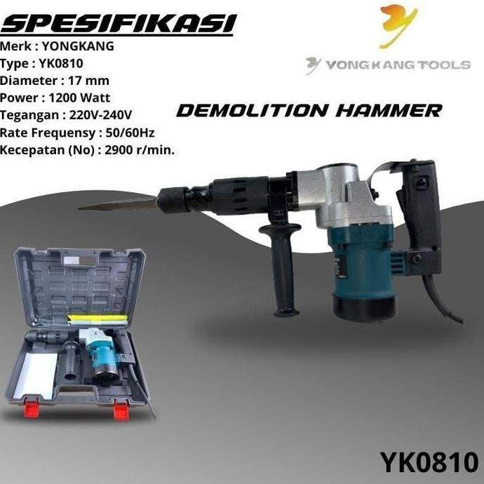 IYLBISC YONGKANG YK0810 Mesin bor bobok tembok pahat dinding beton DEMOLITION HAMMER 1200W