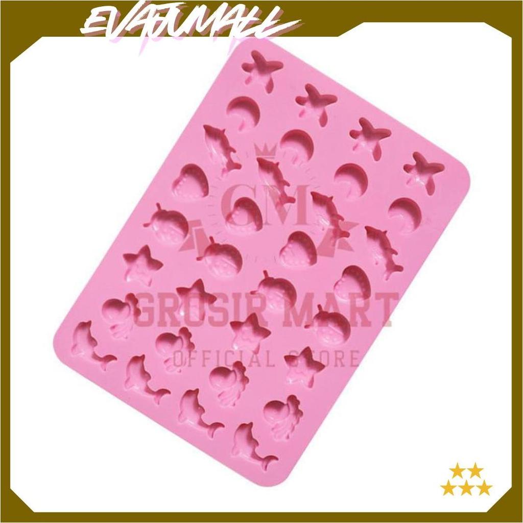 GM Isi 32 Cetakan Puding Kue Coklat Gummy Jelly Permen Yupi Agar Nugget Fondant Silikon Motif Ocean 