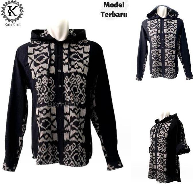 Kemeja Hoodie Tenun / Hoodie Kemeja Tenun - Kain Etnik