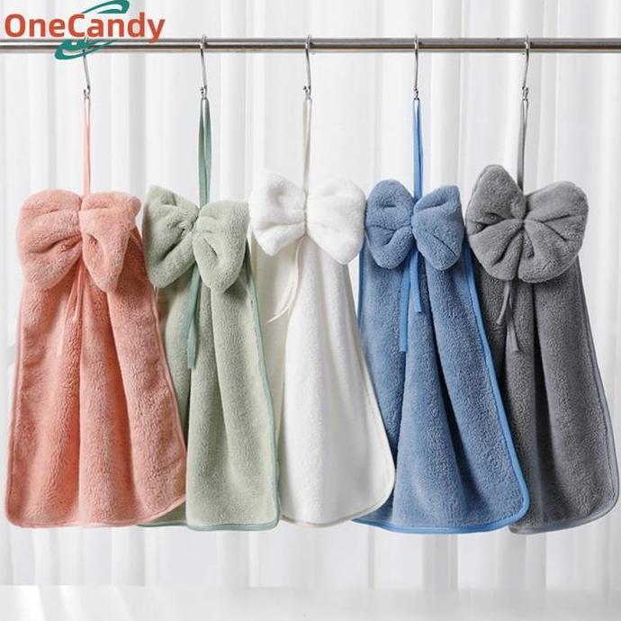 LORASTA Super Absorbent Hand Towel Lap Tangan Wastafel Dapur Home Ribbon Pita Estetik Lap Gantung Mi