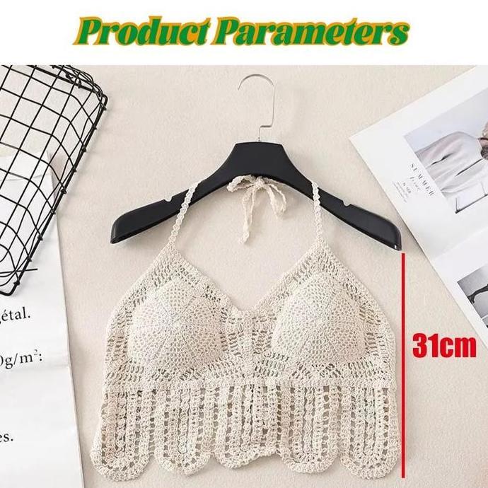 LORASTA Tank Top Wanita Crochet Rajut Crochet Bralette Rajut Tangtop Tank Top Rajut Wanita Korean Su