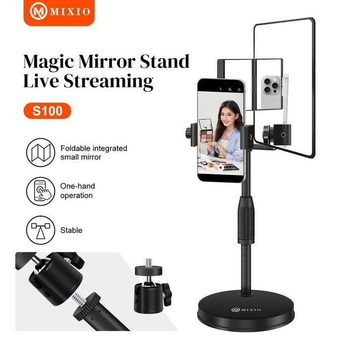 VABALIKA_ - MIXIO S100 MAGIC MIRROR STAND LIVE STREAMING / KACA BERDIRI / CERMIN UNTUK LIVE DENGAN K