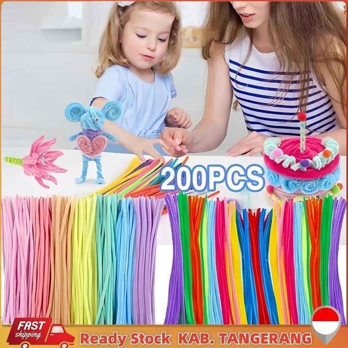 4jamstore - grosir200pcs/30cm kawat bulu mercy pastel mix kawat bulu mainan anak craft diy kerajinan