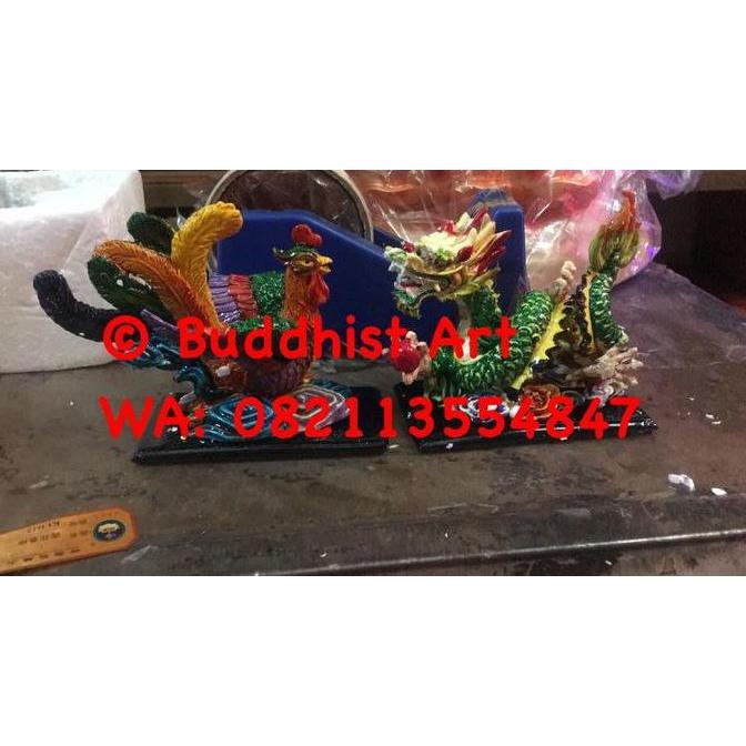 Pajangan fengsui burung hong dan naga 9 cm