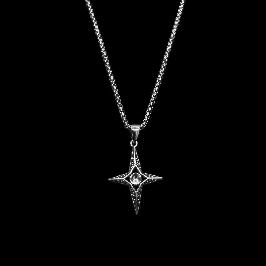 HEMAT KALUNG SMILE NECKLACE CROSS STAR BINTANG PENDANT KOREA STYLE PERAK SILVER PRIA WANITA