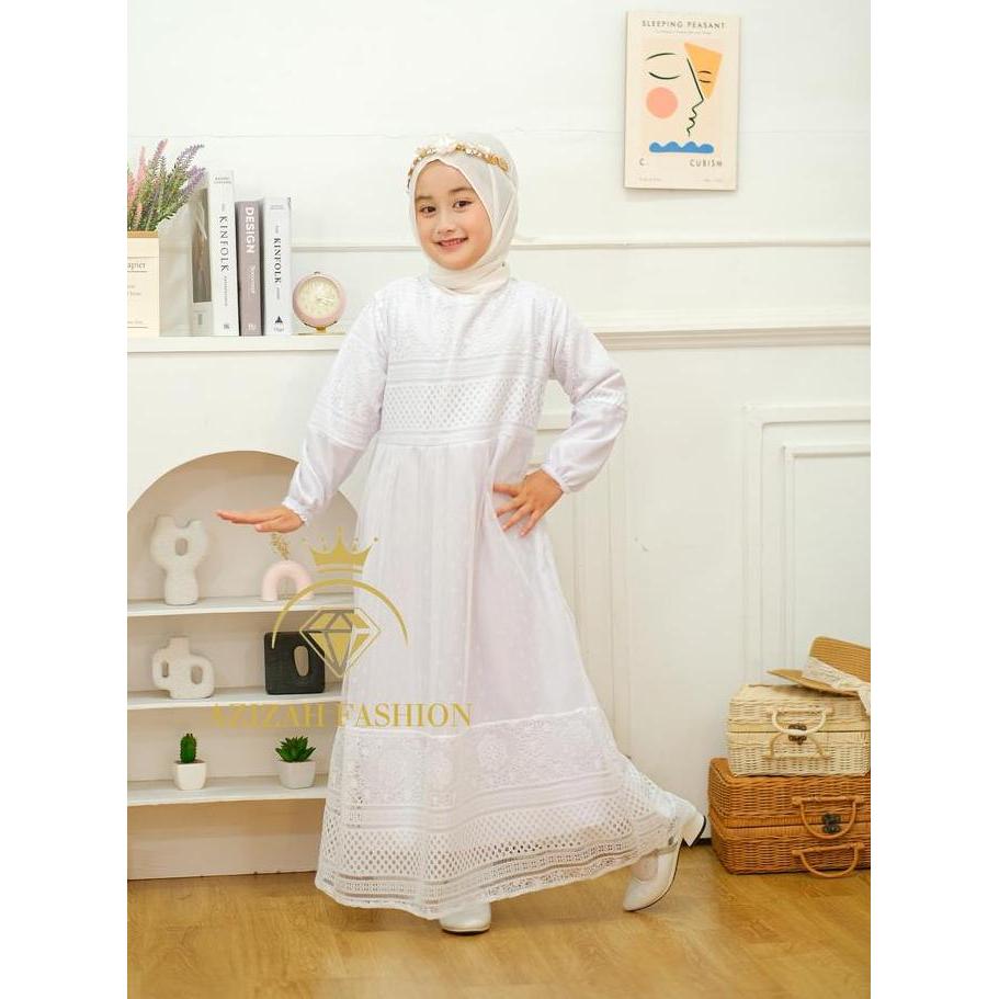 Gamis anak brukat tile mewah elegan dress anak perempuan 3-4 th