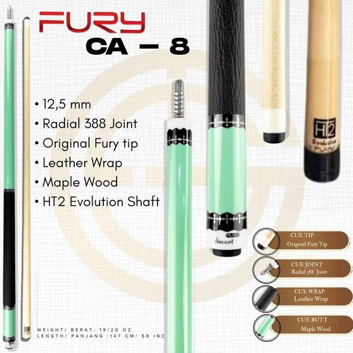 Fury CA-8  HT2 Evolution Maple  Shaft New - Stick Billiard Play