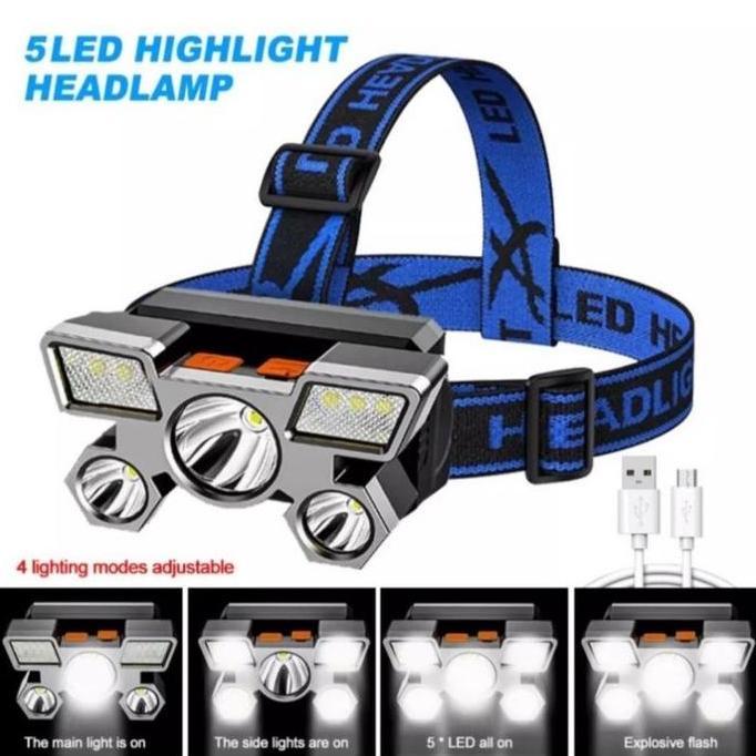 Senter Kepala Led Cas Mini Super Terang Lampu Camping Senter Kepala